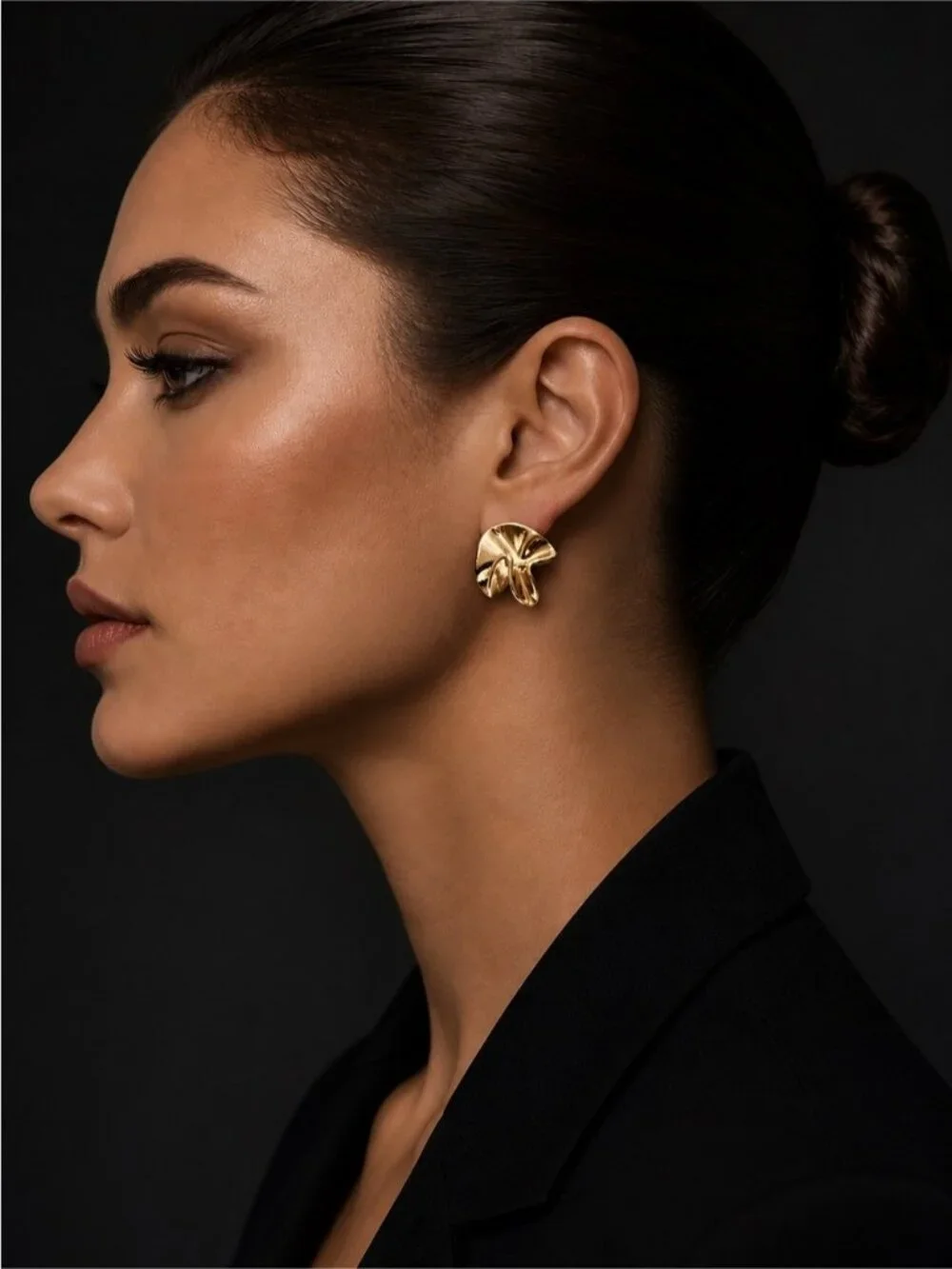 Elegant Gold tone Floral Fold Earrings - Women Jewelry